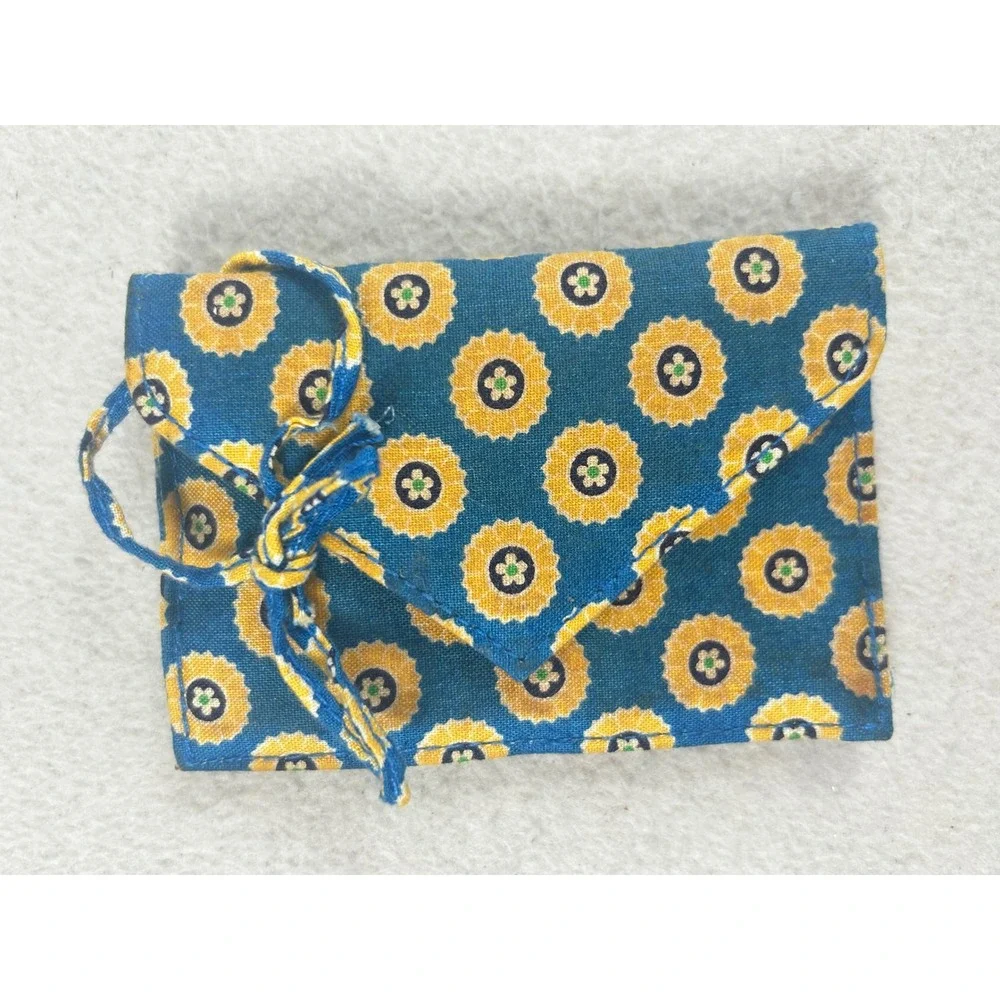 Vera Bradley ID Case Wallet Women Small Blue Yellow Floral Preppy